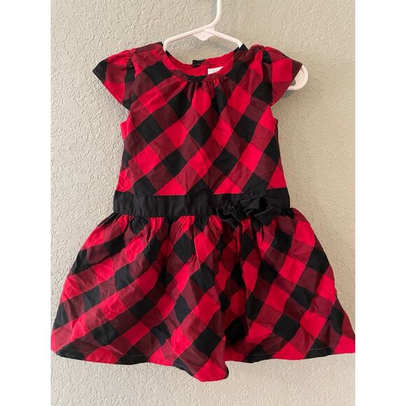 Carter's Girls 18 Month Dress Red Black Plaid Winter Holiday - Picture 1 of 3
